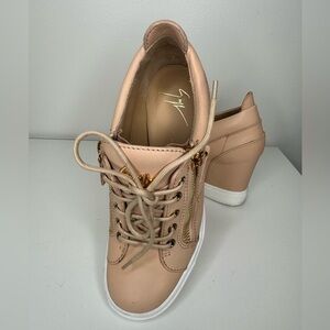 Giuseppe Zanotti Leather Addy Lorenz Zip-Front Wedges Sz 38.5